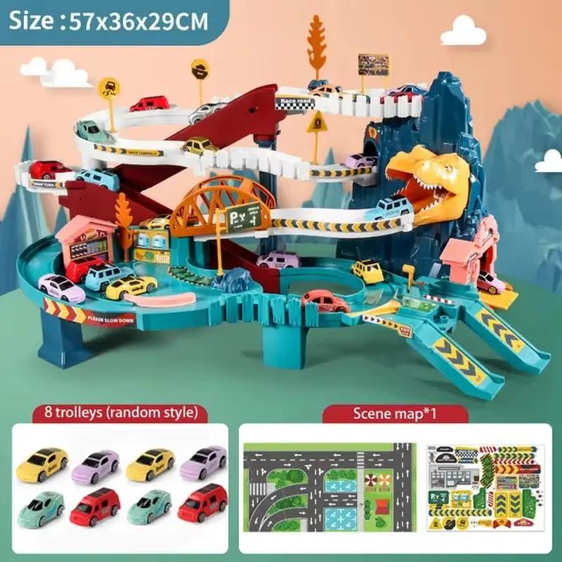 Electric Dinosaur Mountain Track Car Adventure Game Racing Rail Car Toys Track Interactive Train Children'S Educational Toys