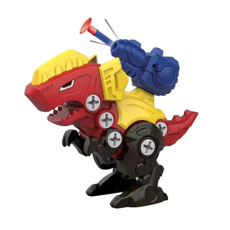 Children'S Dinosaur 3D Puzzle Toys Press to Fire Bullets DIY Detachable Assembly Screw Toys 