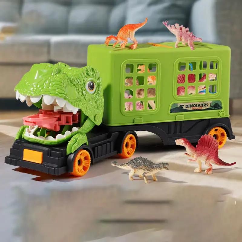 Children'S Simulation Dinosaur Sliding Vehicle Toy with Foldable Dinosaur Eggs DIY Set Educational Playset for Kids