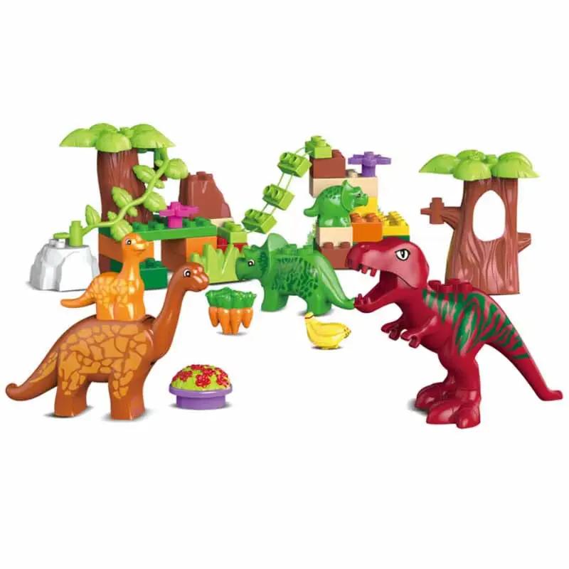 40PCS Dinosaur Valley Building Blocks Set Large Particle Animal Dinosaur World Model Toy Bricks Compatible with Children'S Toys