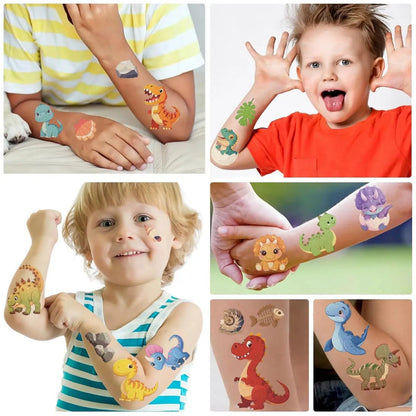 10Pcs Cartoon Dinosaur Tattoo Stickers Cute Animal Birthday Party Temporary Tattoos Sticker Pack Funny Kids Christmas Gift Toy