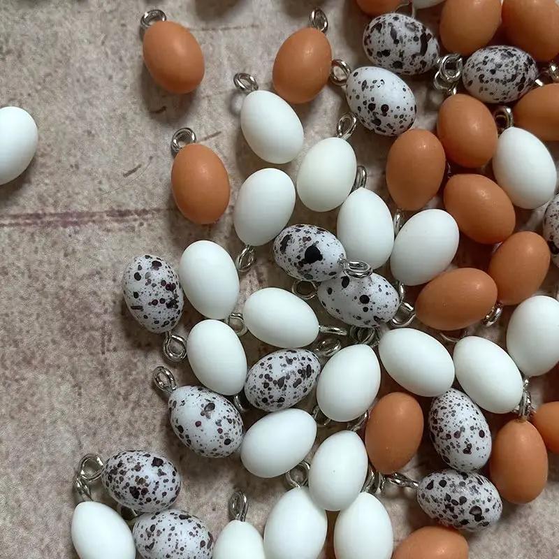 10Pcs Mini Simulated Egg Dinosaur Egg Resin Charms Funny Cute Quail Egg Pendant Diy for Earring Necklace Jewelry Make
