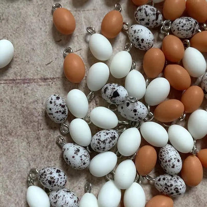 10Pcs Mini Simulated Egg Dinosaur Egg Resin Charms Funny Cute Quail Egg Pendant Diy for Earring Necklace Jewelry Make