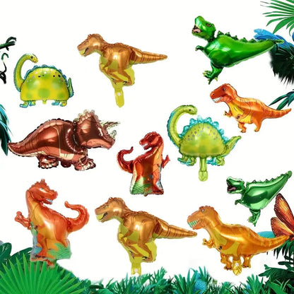 6Pcs Mini Dinosaur Tyrannosaurus Rex Triceratops Balloon Set Jurassic Jungle Dinosaur Theme Boys Birthday Party Decoration