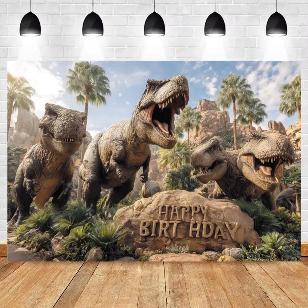 Dinosaur Theme Birthday Party Photography Backdrop Jungle Forest Kids Birthday Party Decor Photo Background Photo Studio Props