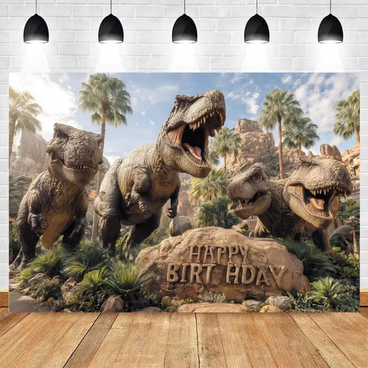 Dinosaur Theme Birthday Party Photography Backdrop Jungle Forest Kids Birthday Party Decor Photo Background Photo Studio Props
