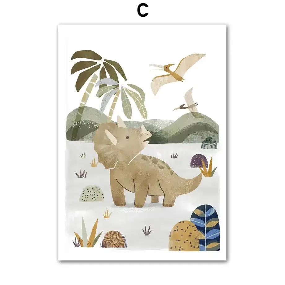 Dinosaur Brachiosaurus Tyrannosaurus Triceratops Wall Art Canvas Painting Nordic Posters and Prints Picture Baby Kids Room Decor