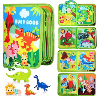 Dinosaur Busy Board Life Skills Educational Learning Sensory Felt Quiet Activity Books for Baby Travel Montessori Toys Boy Girl