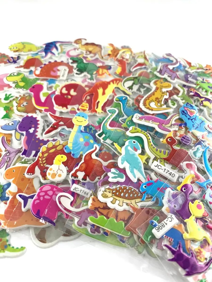 12 Sheets/Set 3D Dinosaur Stickers for Kids Toys Home Wall Decor Cartoon Sticker Scrapbooking Boys Notebook Diary Label