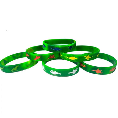 12/24/30Pcs Dinosaurs Silicone Wristbands Dinosaur Bracelet Dinosaur Party Favors Jurassic Themed Birthday Party Decoration