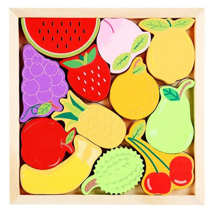 Hot New 3D Puzzle Wooden Toys Baby Learning Educational Hand Grasp Board Cartoon Animal Fruit and Vegetable Jigsaw Toy Gifts