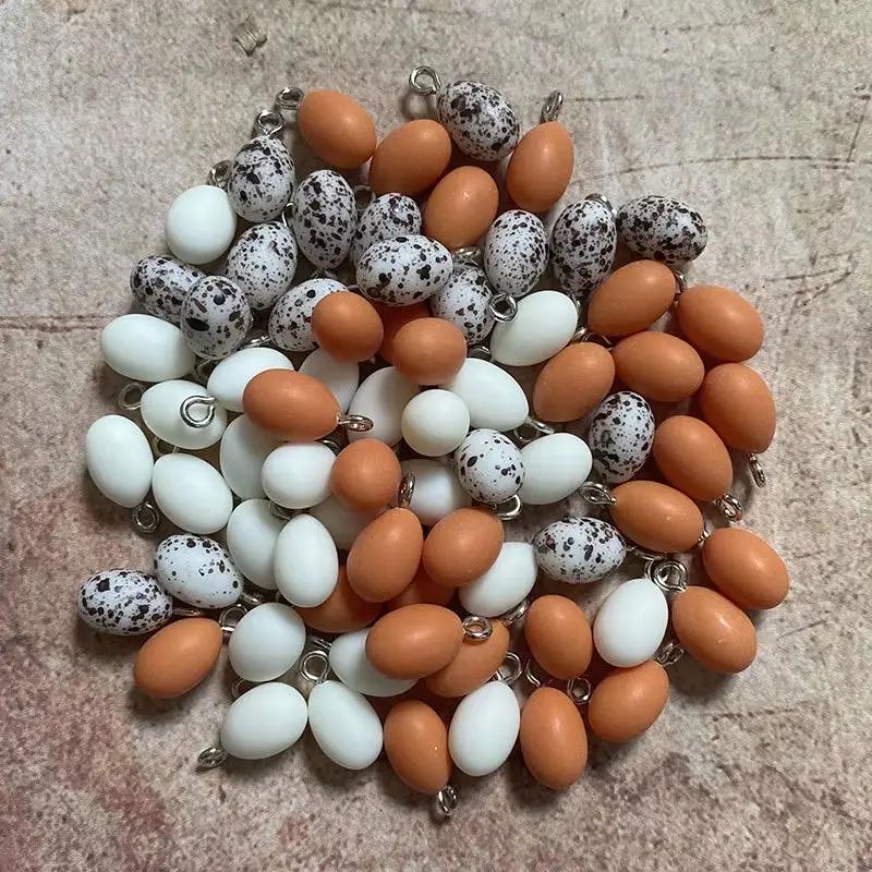 10Pcs Mini Simulated Egg Dinosaur Egg Resin Charms Funny Cute Quail Egg Pendant Diy for Earring Necklace Jewelry Make
