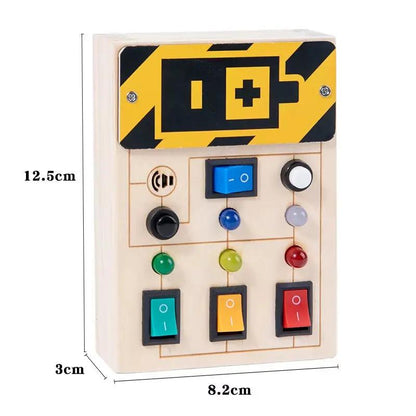 Montessori Busy Board Sensory Toys Wooden with LED Light Switch Control Board Travel Activities Children Games for 2-4 Years Old