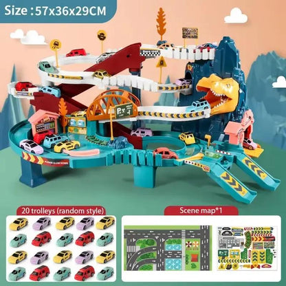 Electric Dinosaur Mountain Track Car Adventure Game Racing Rail Car Toys Track Interactive Train Children'S Educational Toys