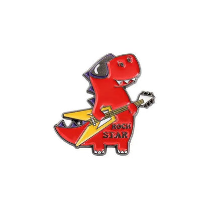 Dinosaur Series Enamel Pins Book Skate Rock LGBT Animal Brooches Lapel Badges Funny Cartoon Jewelry Gifts for Children Wholesale