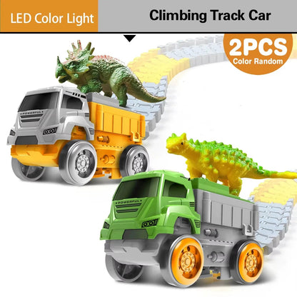 Magical Race Track Dinosaur Car Rail Racing Electronic Car Toys Flexible Track Toy Cars Educational Toys for Boys Birthday Gift