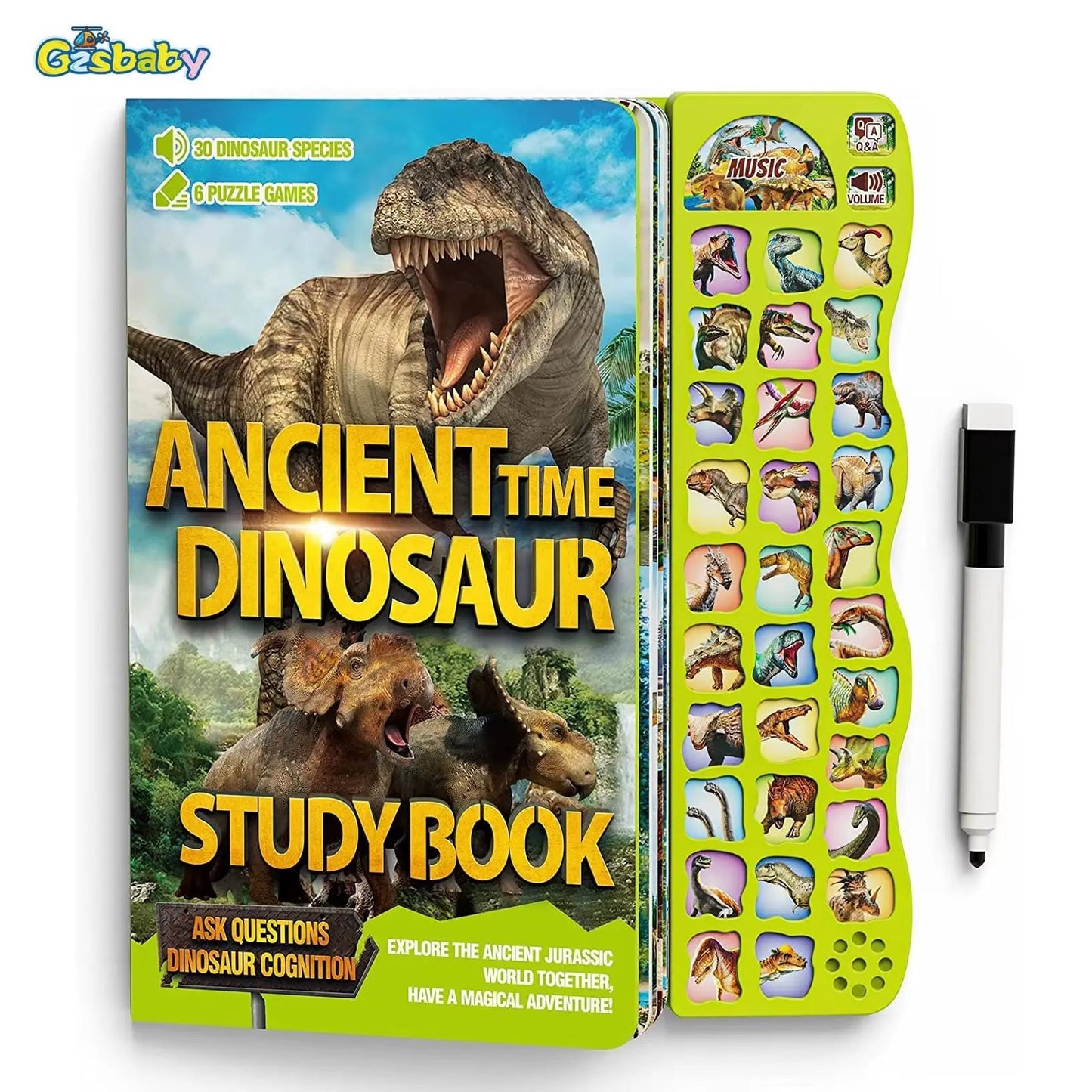 Children'S Dinosaur Busy Book, with Sounds,Names and Realistic Sounds Interactive Dinosaur Toys, Gifts for Boys and Girls