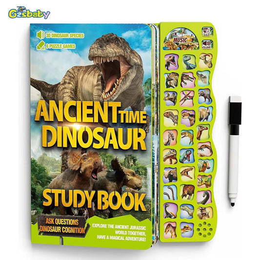 Children'S Dinosaur Busy Book, with Sounds,Names and Realistic Sounds Interactive Dinosaur Toys, Gifts for Boys and Girls