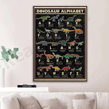 Dinosaur Alphabet Poster, Dinosaur Art Print, Dinosaur Lover Gift, Wall Home Decor