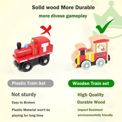 Montessori Magnetic Wooden Train Toys Early Educational Cognition Color Toy Learning Cars Animal Fruits Puzzle Train Set for Kid