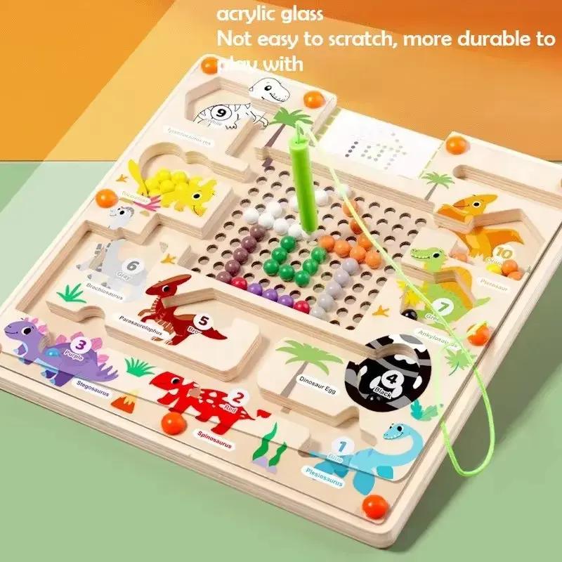 Magnetic Color and Number Maze Montessori Dinosaur Counting Matching Learning Puzzle Board Toddler Fine Motor Skills Travel Toys
