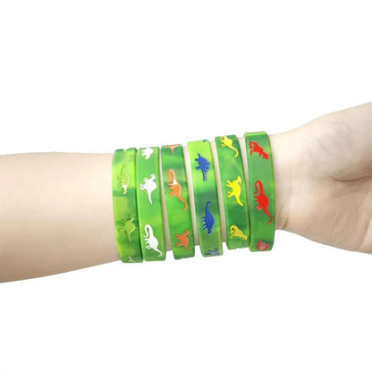 12/24/30Pcs Dinosaurs Silicone Wristbands Dinosaur Bracelet Dinosaur Party Favors Jurassic Themed Birthday Party Decoration