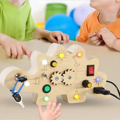 Early Educational Toy-Battery Operated Montessori Toys Promote Hand Eye-Coordination Wooden## Dinosaur Board Game for Boys Girls