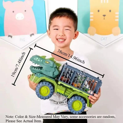 Dinosaur Truck Toys for Kids, Tyrannosaurus Transport Cars Playset with Pull Back Dino Cars, Ideal Gift for Boys and Girls