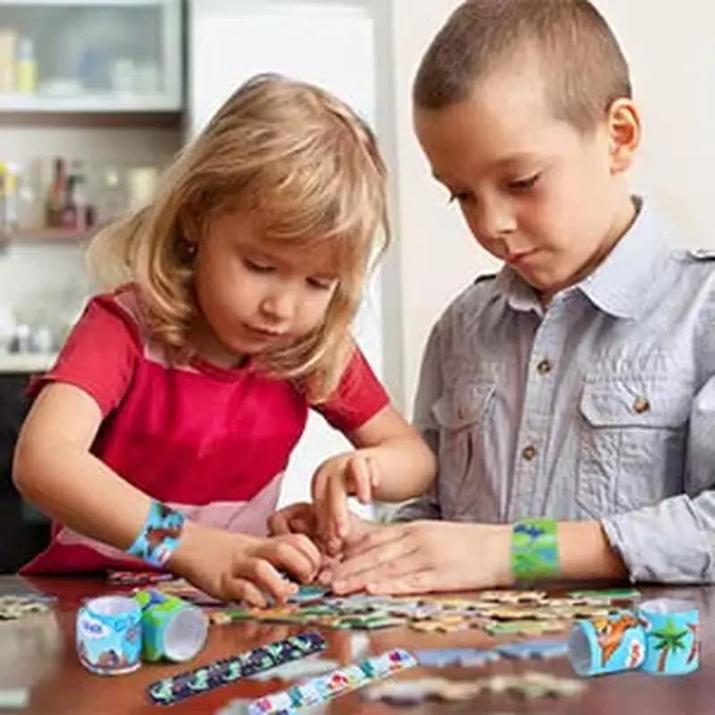 20/40/60Pcs Dinosaur Slap Bracelets for Kids Jurassic Forest World Theme Snap Bands Toy Gift Party Favor Supplies for Dino Party