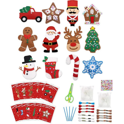 Dinosaur Sewing Craft Kit DIY Kids Craft Sew Set Educational Beginners Sewing Stuffed Christmas Sewing Craft Kit Felt Ornaments