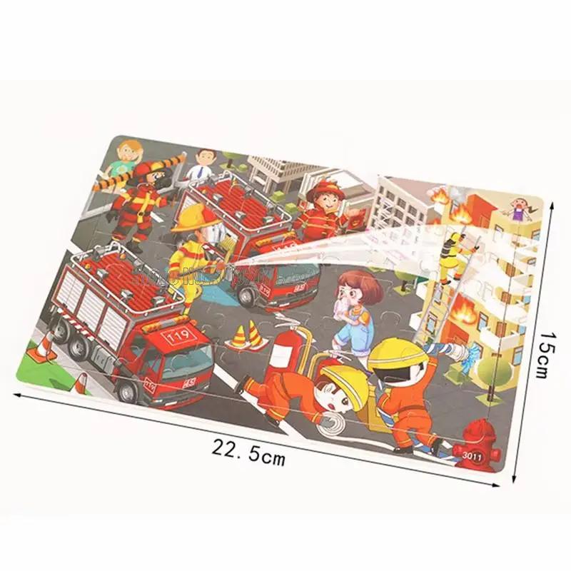 30Pcs Animals Dinosaur Puzzle Wooden Preschool Kids Cartoon Learning Educational Christmas Toys