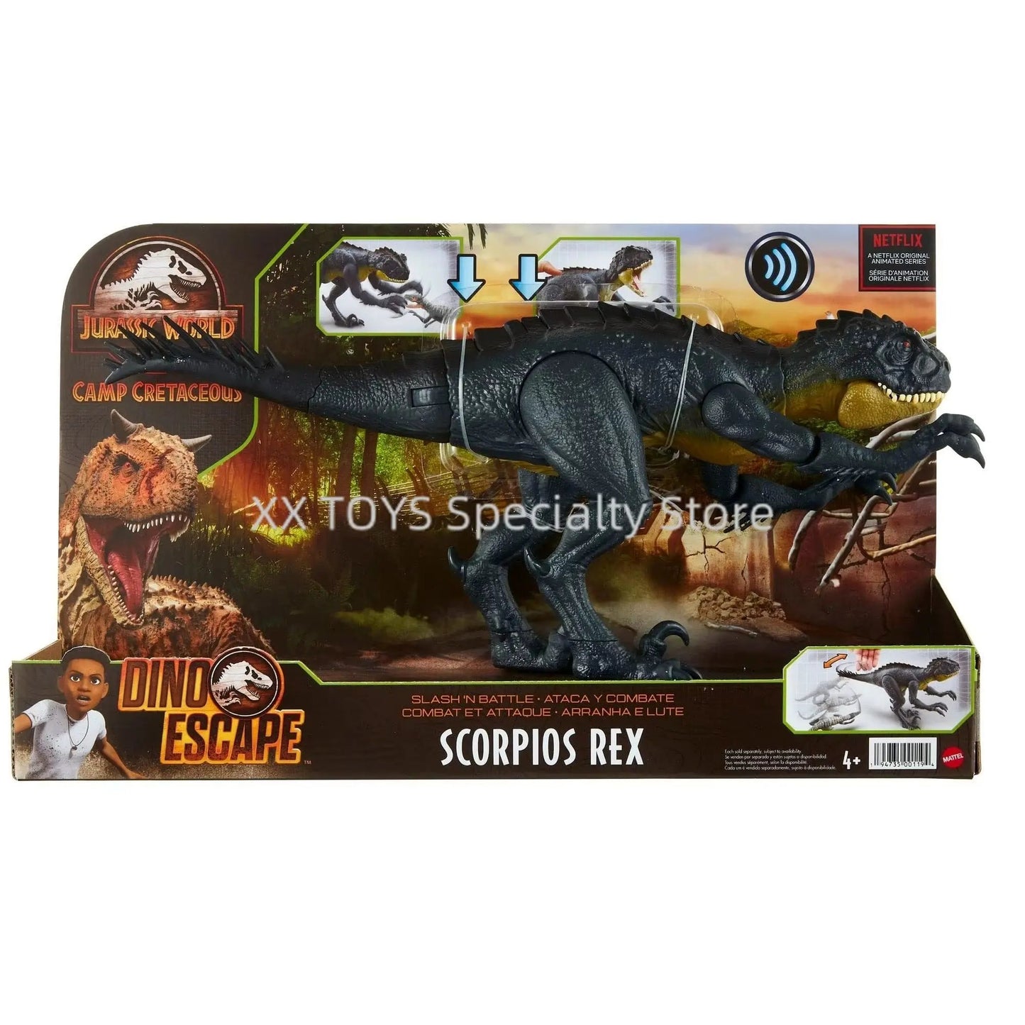 Jurassic World Ultimate Damage Scorpios Rex Dinosaur Toy Figure with Damage Light & Sound Toy Children'S Holiday Birthday Gifts