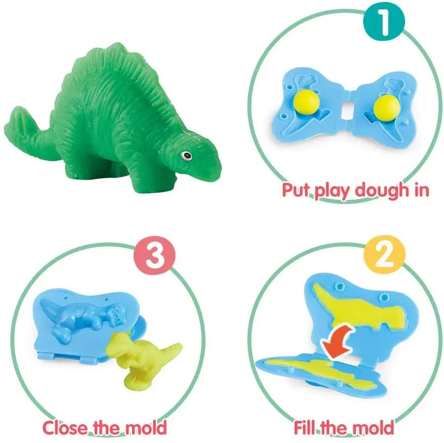 Playdough Sets for Kids, Modelling Clay, Air Dry Clay with 6 Dinosaur Mold, Polymer Clay Set, Play Dough Dinosaur Toys