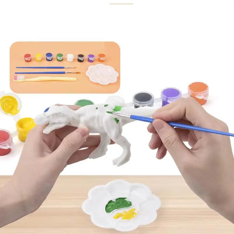6/8Pcs DIY Painted Graffiti Dinosaur White Embryo Animals Model Children'S Educational Handmade Painting Colorful Dinosaur Toys