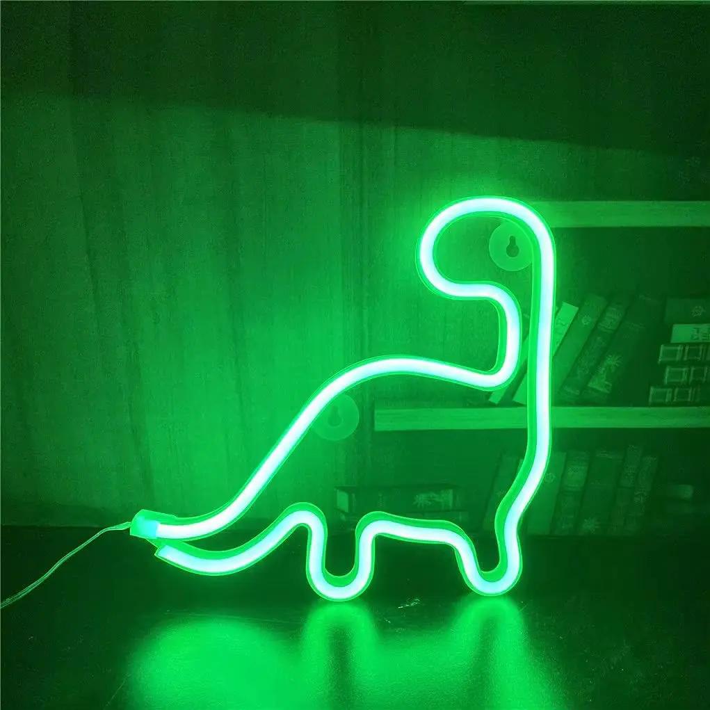 Dinosaur Neon Light Christmas Decoration Pendant LED Neon Sign Lamp Festival Atmosphere Bedroom Party Home Decor Adult Kid Gift