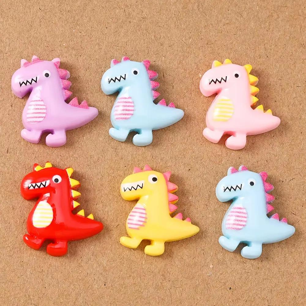 10Pcs 21*19Mm Cute Resin Dinosaur Flatback Cabochon Scrapbooking for Girls DIY Hairpin Headband Embellishments Birthday Gifts