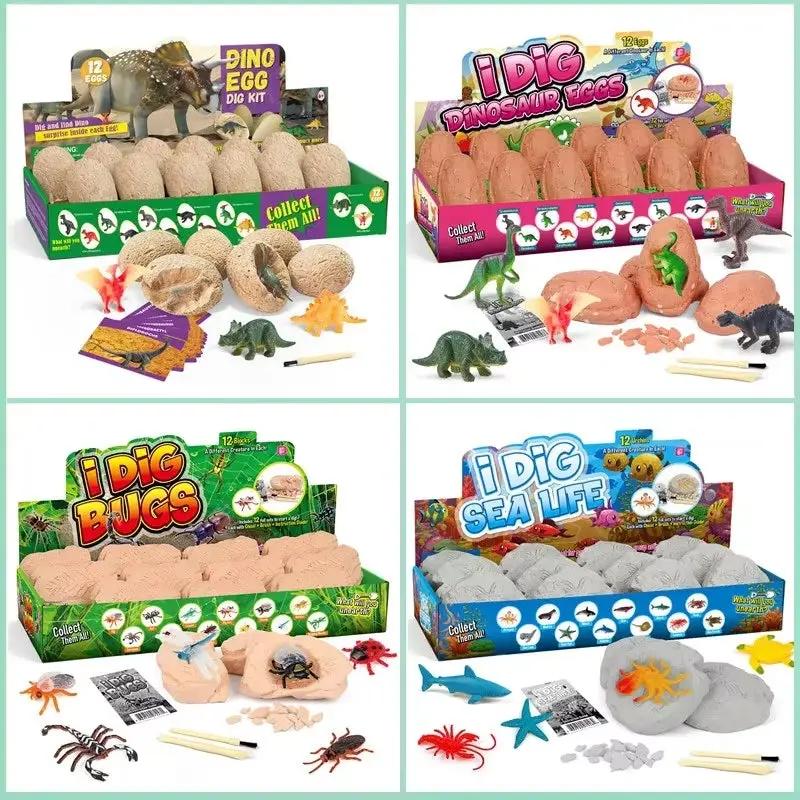 12PCS Archeological Dig up Dinosaur Egg Fossil Excavation Toy Kid Scientific Mining DIY Dino Egg Multiplayer Party Favors Toys
