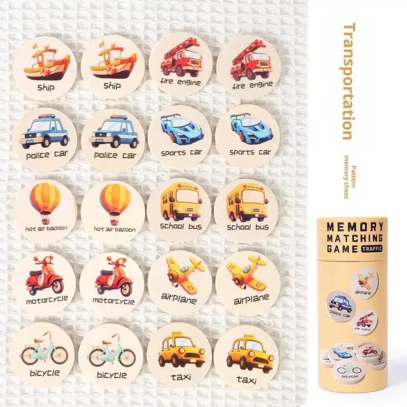 Wooden Memory Matching Game for Kids Educational Toy Early Learning Puzzle Focus Training with Numbers/Dinosaurs Themes