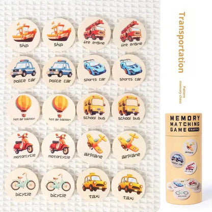 Wooden Memory Matching Game for Kids Educational Toy Early Learning Puzzle Focus Training with Numbers/Dinosaurs Themes