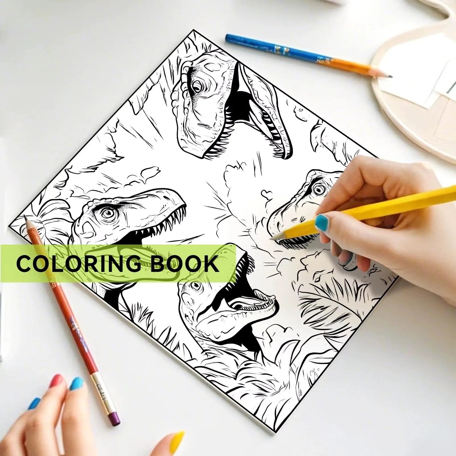 Dinosaur World Coloring Book for Adults and Teens Featuring Cute Kill Time Graffiti Painting Drawing Art Book Halloween Gift