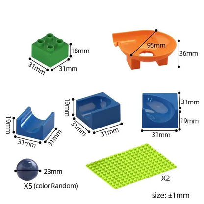 Marble Run Building Blocks Large Dinosaur Animals Slide Track Race Game Big Bricks STEM Educational Construction Toy Kids Gift