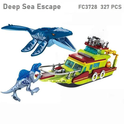 Jurassic Dinosaur Rescue Adventure Building Set with Movable T-Rex Figure Sturdy Tree House & Rescue Truck Model Building Blocks