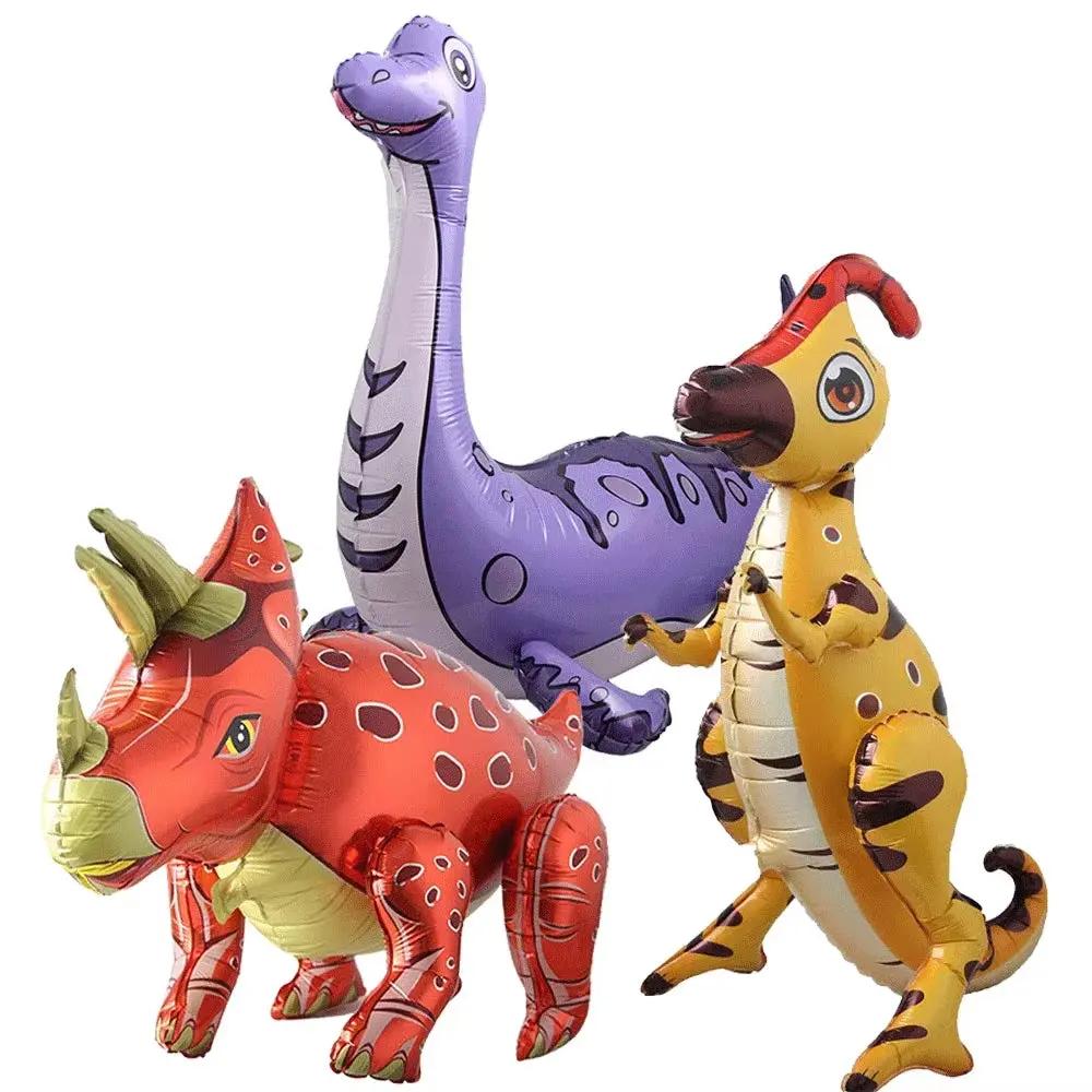 3D Standing Large Foil Dinosaur Tyrannosaurus Balloons Kids Dinosaur Birthday Party Decoration Inflatable Safari Favors Supplies