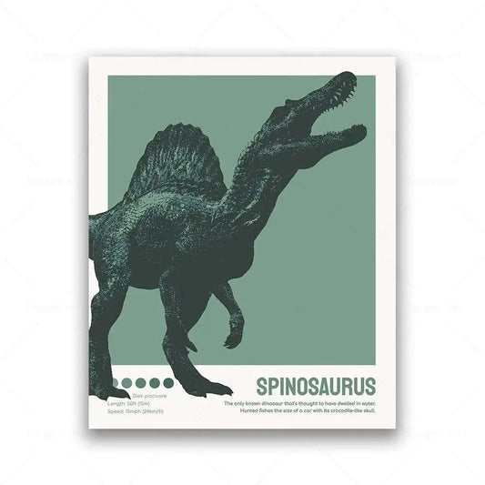 Vintage Dinosaur Poster Nursery Boy'S Room Decor T-Rex Wall Art Canvas Painting Retro Animal Picture Kids Room Home Decoration