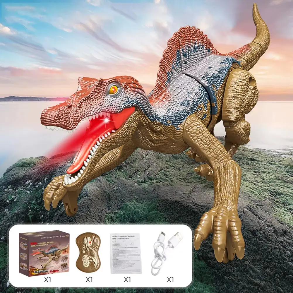 Remote Control Dinosaur Toys RC Electric Walking Jurassic Dinosaur Simulation Velociraptor Toy with LED Light Roaring for Kids