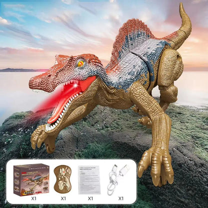 Remote Control Dinosaur Toys RC Electric Walking Jurassic Dinosaur Simulation Velociraptor Toy with LED Light Roaring for Kids
