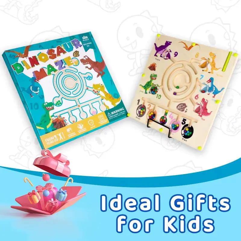 Dinosaur Maze Toy, Magnetic Pen Training, Color and Shape Classification Cognition, Baby Gift.Table Games