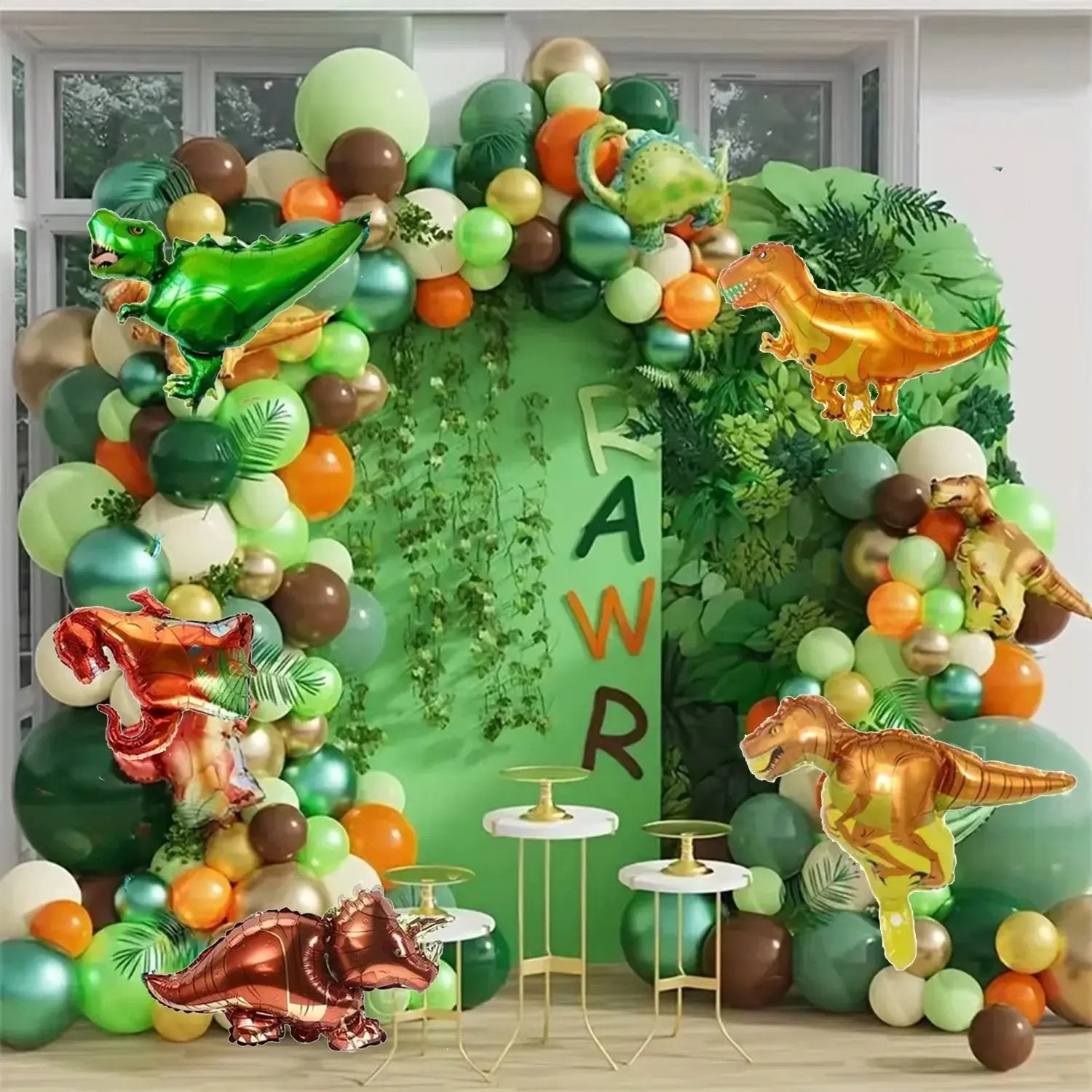 6Pcs Mini Dinosaur Tyrannosaurus Rex Triceratops Balloon Set Jurassic Jungle Dinosaur Theme Boys Birthday Party Decoration