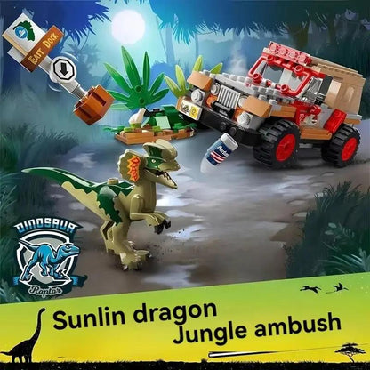 Dinosaur World Series Building Blocks Bricks Dilophosaurus Ambush MOC Model Compatible 76958 Set Assembly Toys for Kids Gifts