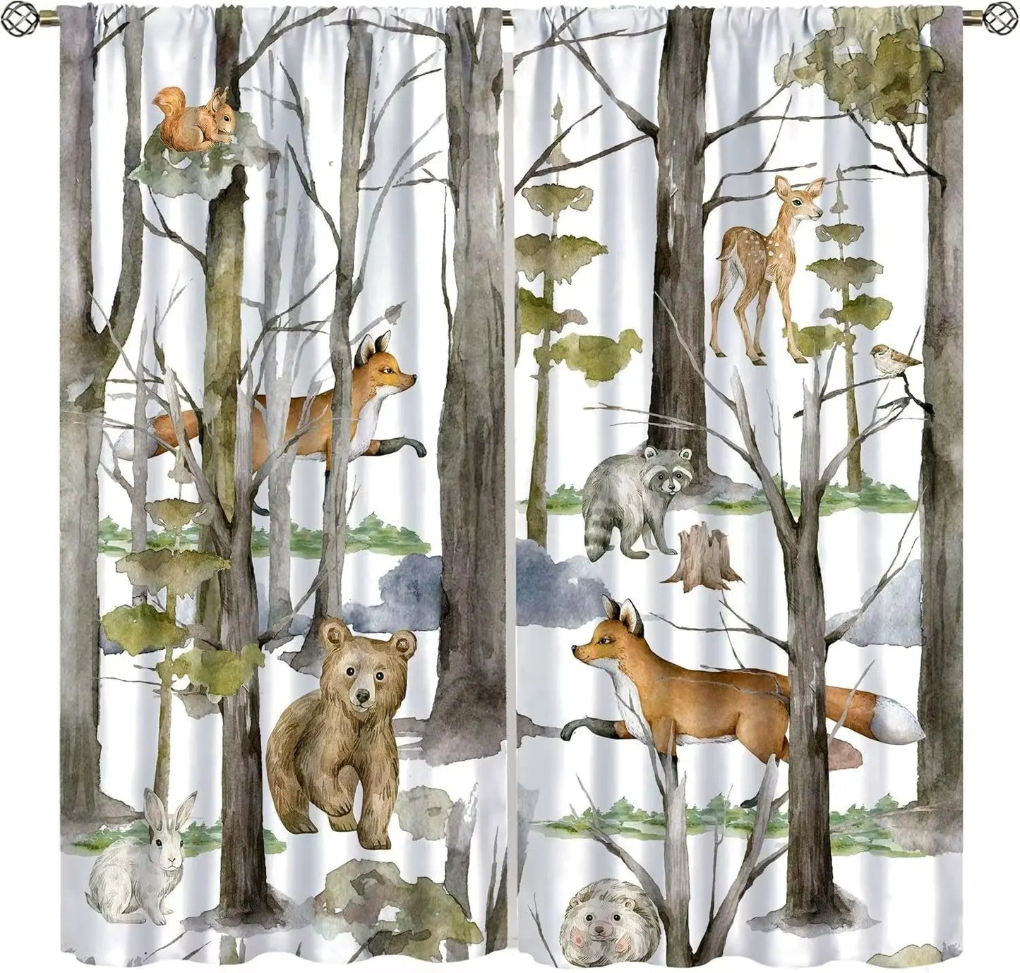 Toddler Dinosaur Curtains, Blue Cartoon Forest Plant Jurassic Cute Dinosaur Animal Windows Treatments Drapes for Boys Kids